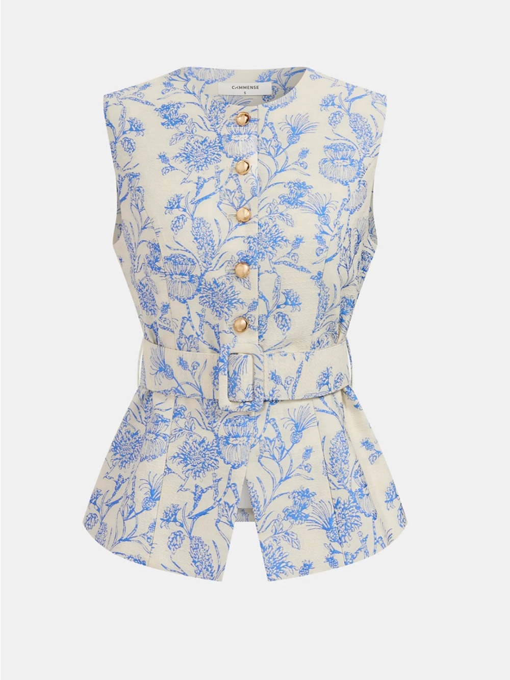 Commense Belted Floral Jacquard Vest & Shorts Set Size XS NWT - Picture 2 of 8